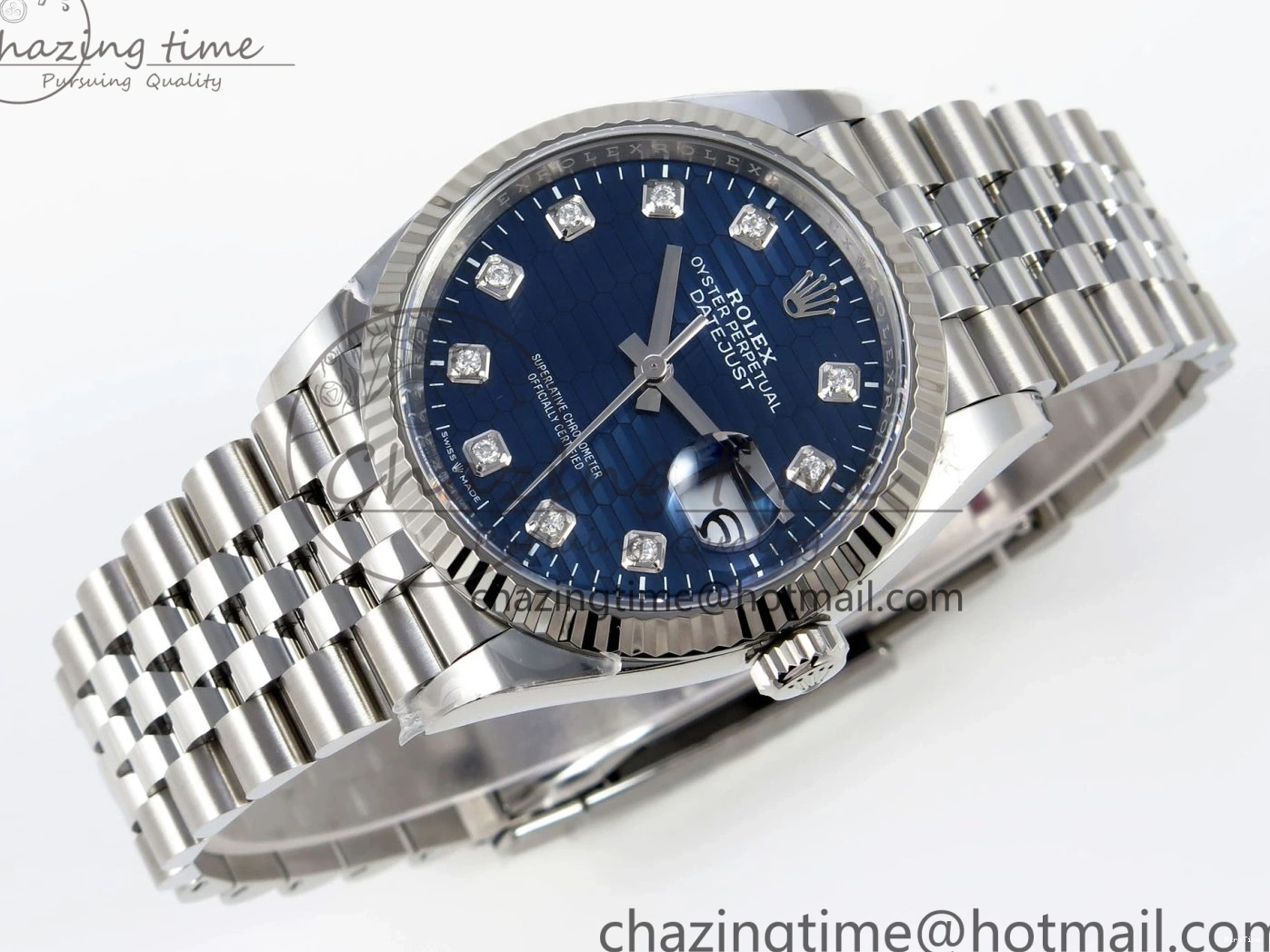 MiroTime 0424 FastDry DateJust 36 126234 Clean 1:1 Best Edition 904L Steel Blue Textured Diamonds Dial on Jubilee Bracelet VR 1967